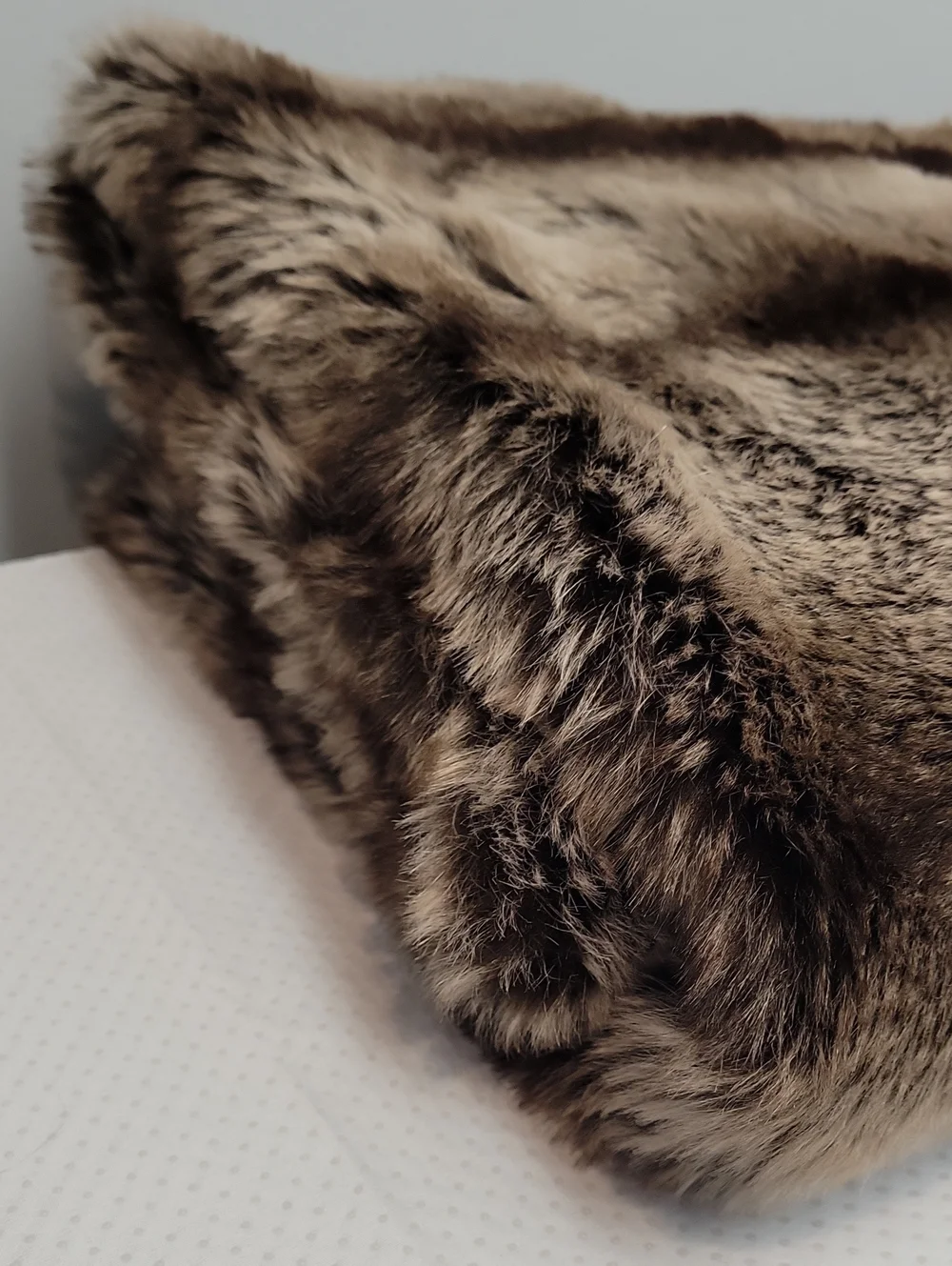 Pottery Barn brown faux fur animal print throw blanket
